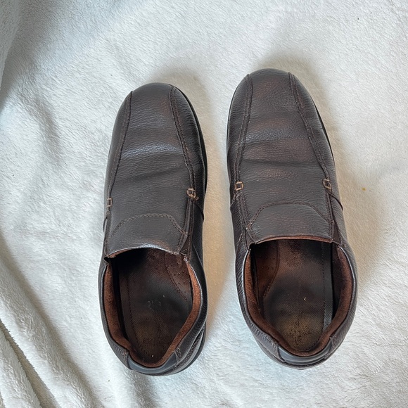 Clarks Brown Leather Slip On Shoes Men’s 11 Comfort Casual Loafers - Picture 6 of 11